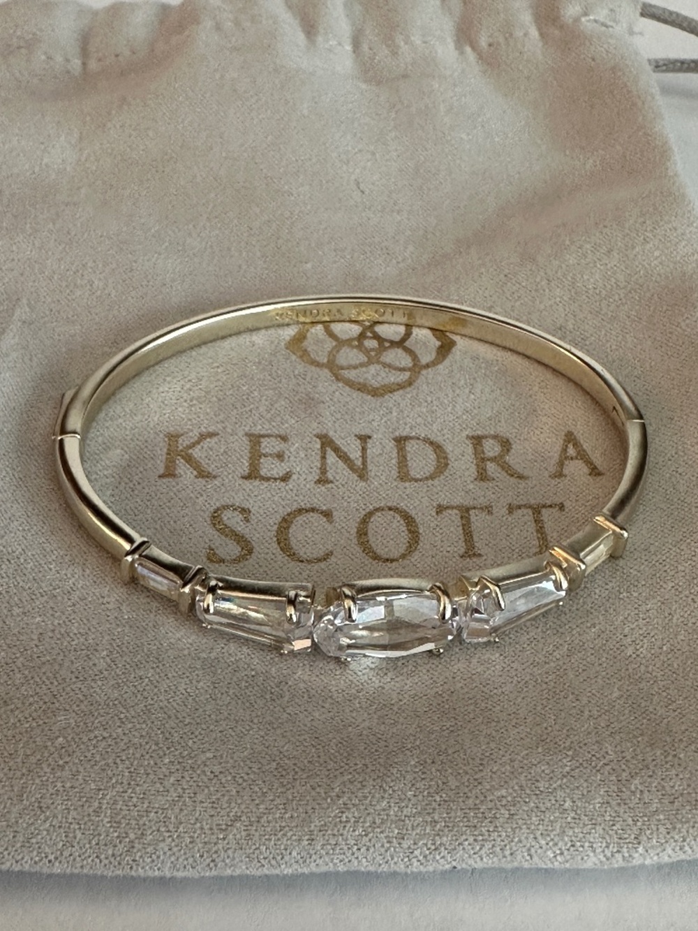 Kendra Scott Gold Tone Clear Crystal Bangle Bracelet